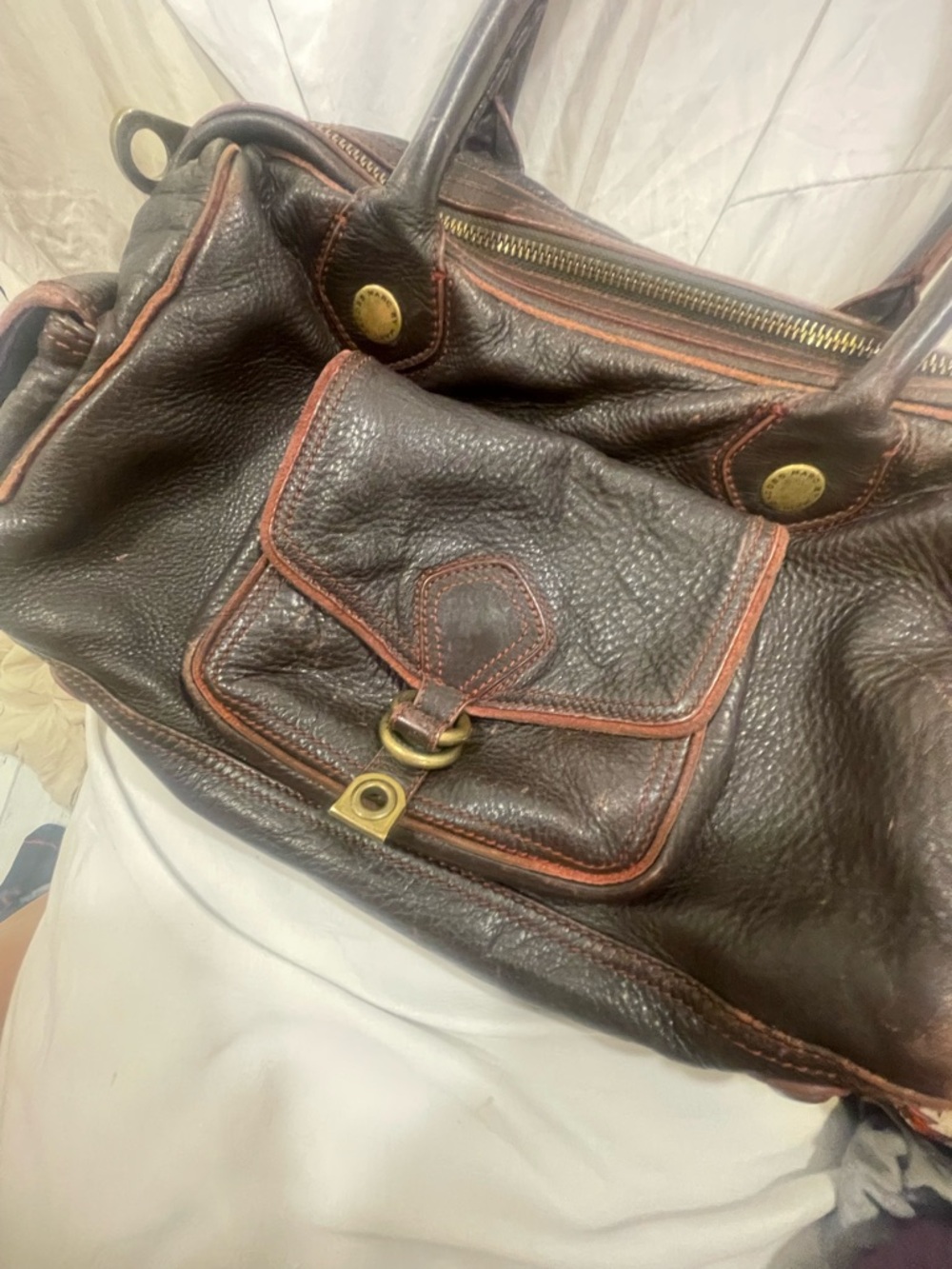 Mark by Mark Jacobs Classic Brown Leather Satchel Handbag - Picture 6 of 16